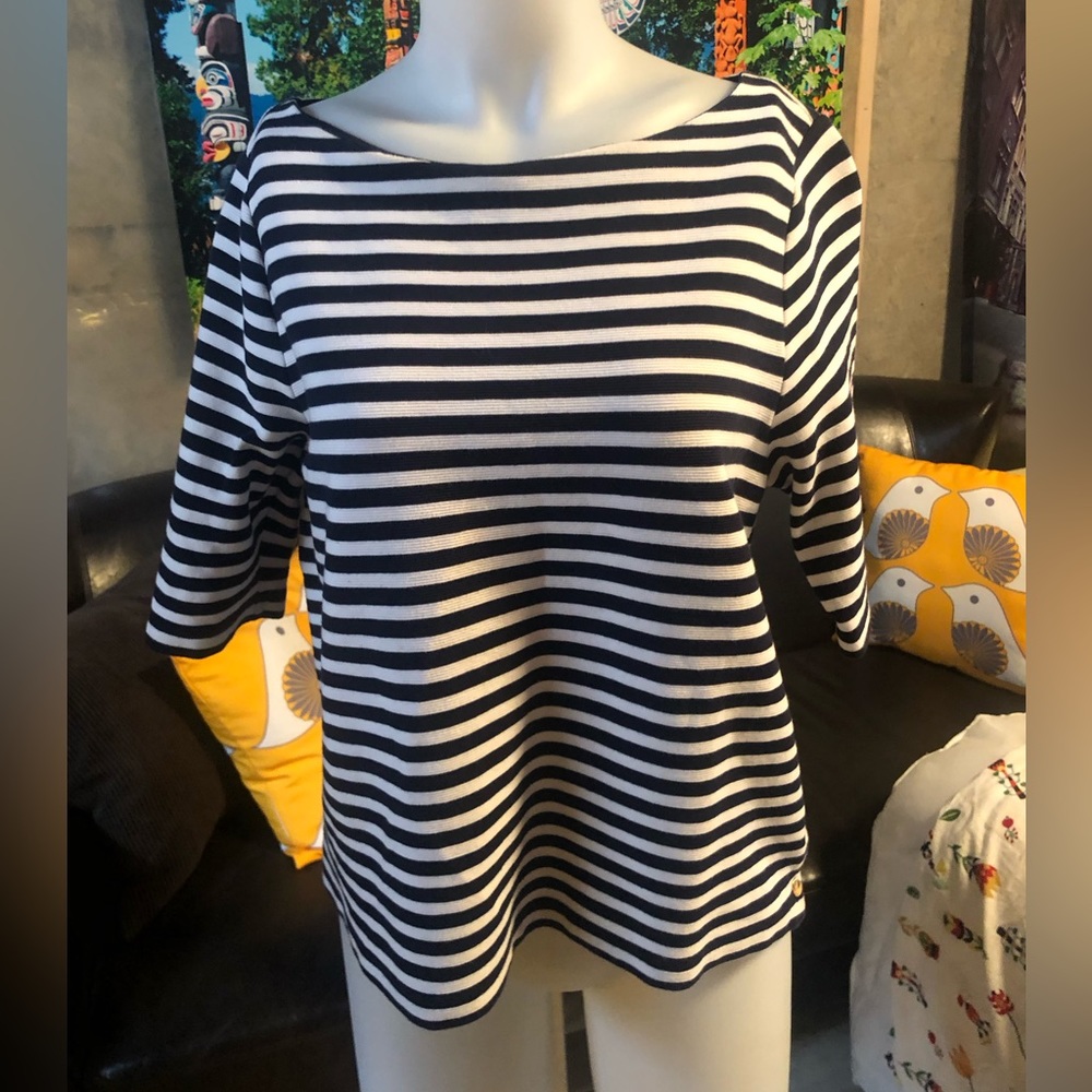 Ralph Lauren navy & white striped top.  Size L. Excellent condition.